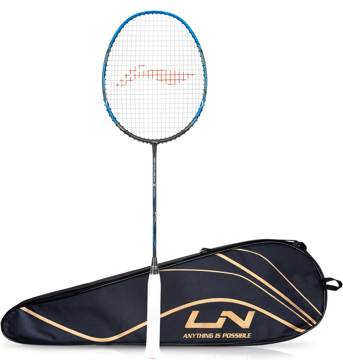 Li-Ning 3D Calibar X Combat Carbon Graphite Strung Racquets, 85 Grams, 30 Lbs String Tension and Free Full Cover