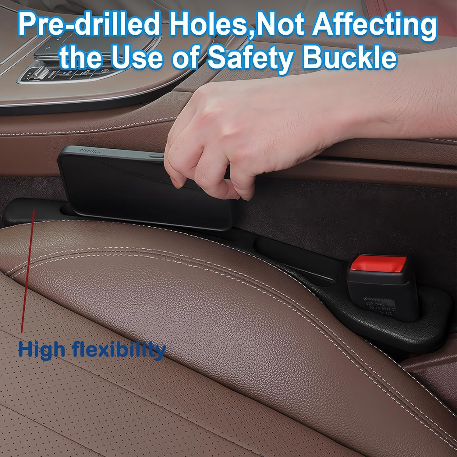 Upgraded Car Seat Gap Filler, Soft Foam Car Gap Filler with Built-In Recessed Storage Organizer, Universal Multifunctional Car Accessories 2 Pack image number 4