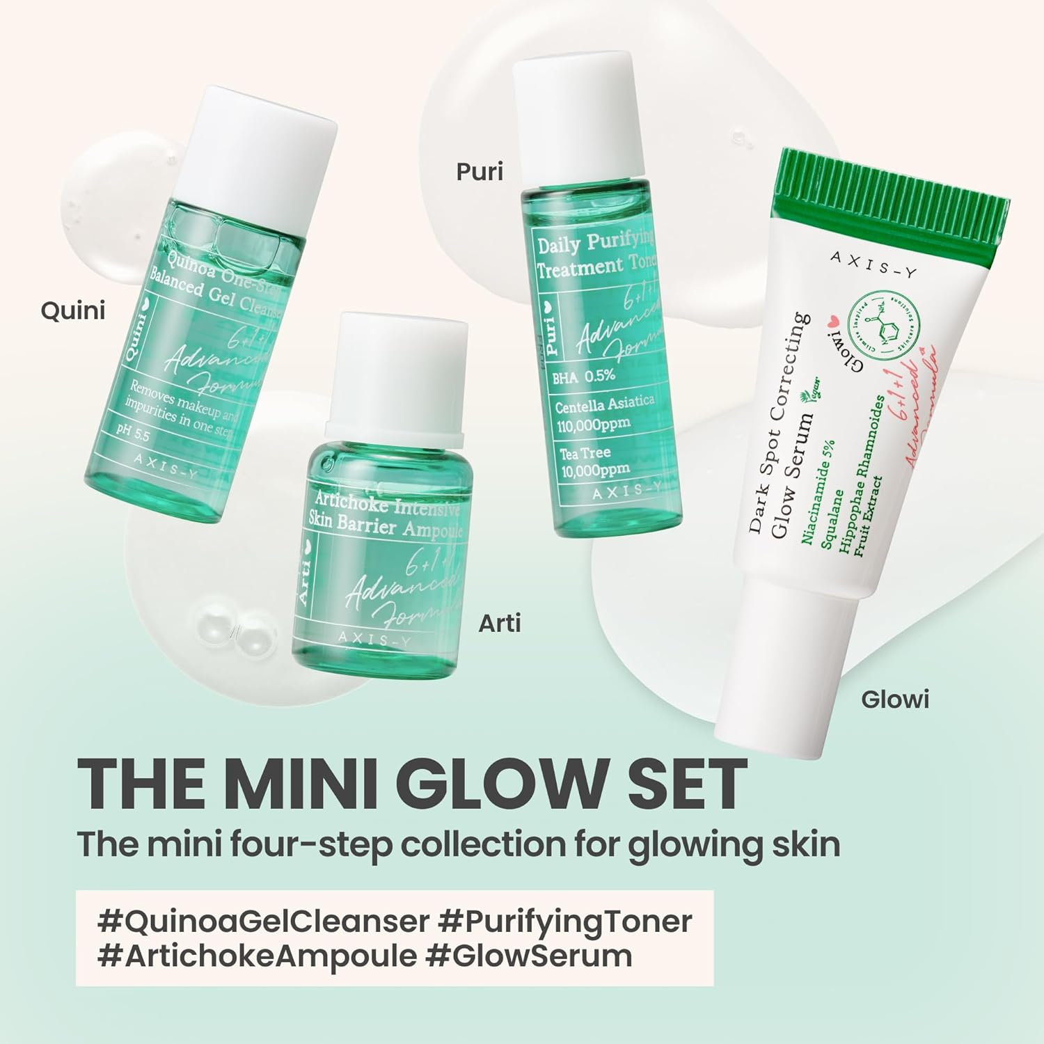 AXIS-Y the Mini Glow Set &ndash; Korean Skincare Travel Kit for Radiant Skin, Brightening and Hydrating Facial Skin Care Products with Niacinamide & Centella, Gentle Daily Routine for All Skin Types image number 6