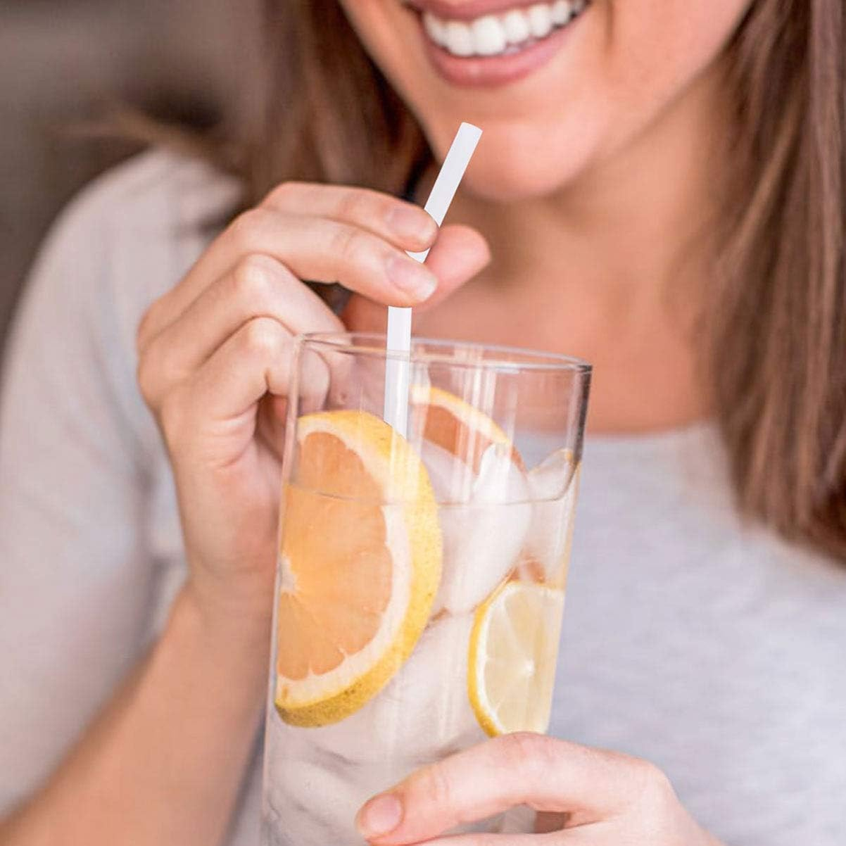 Reusable Drinking Straws, 21Cm Long, 150 Pack, Multicoloured, for Various Beverages (White-150Count) image number 1