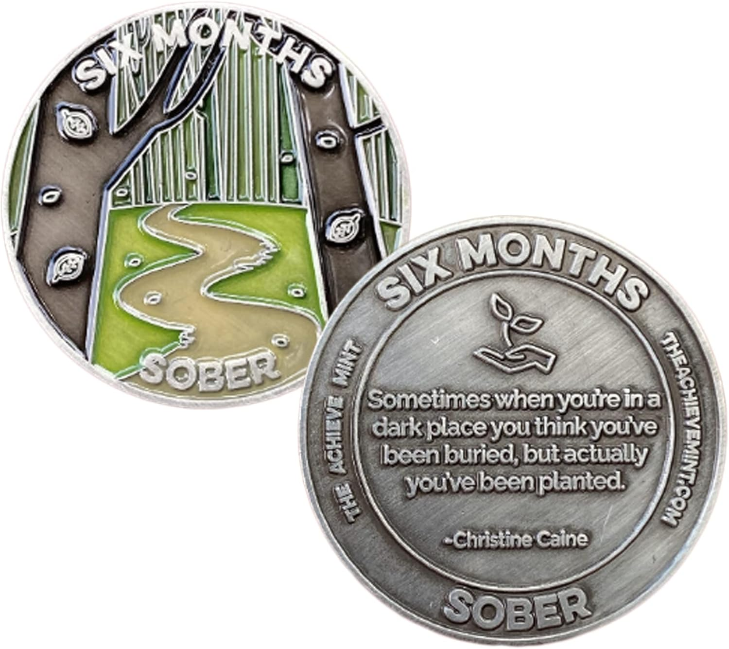 The Achieve Mint 6 Months Sober Token | Six Months Sobriety Chip | Non-Aa, Non-Religious Medallions for Men and Women Celebrating Sobriety image number 6