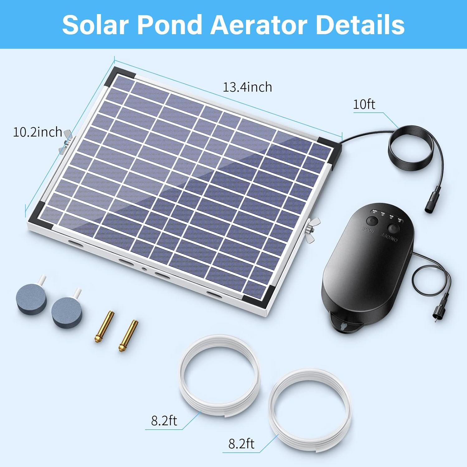 NFESOLAR 15W Large Solar Pond Aerator, Solar Aerator for Ponds with 4400 Mah Battery Backup and 2 Air Outlets, Low Noise Solar Air Pump Outdoor for Koi Pond Fish Tank Hydroponics image number 6