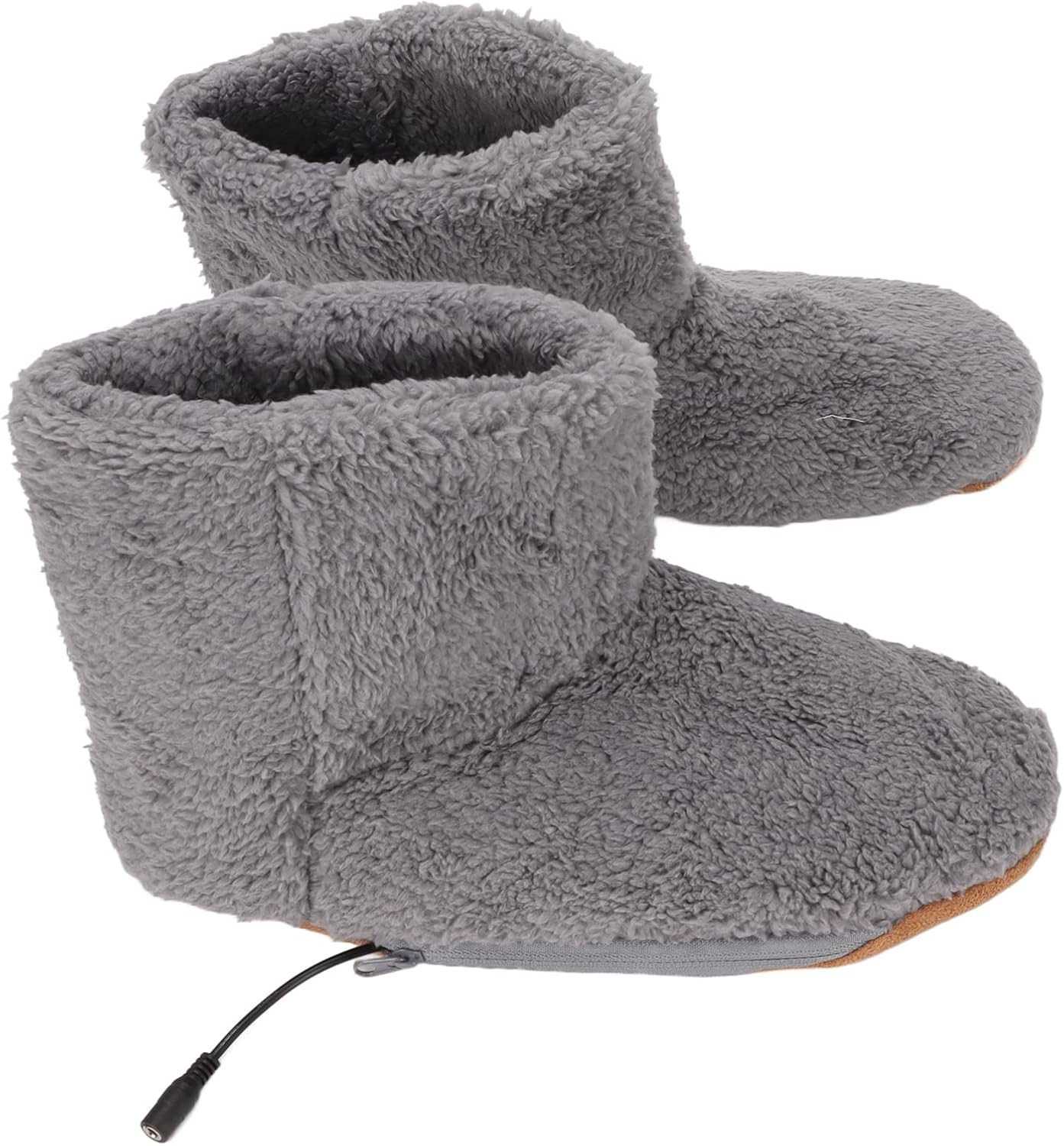 Heated Foot Warmer, Soft Relaxing Electric Plush Heated Booties, USB Charging Warming Slippers for Relieving Foot Stiffness, Sore Muscles and Joints, Achilles Tendinitis (Grey) image number 5