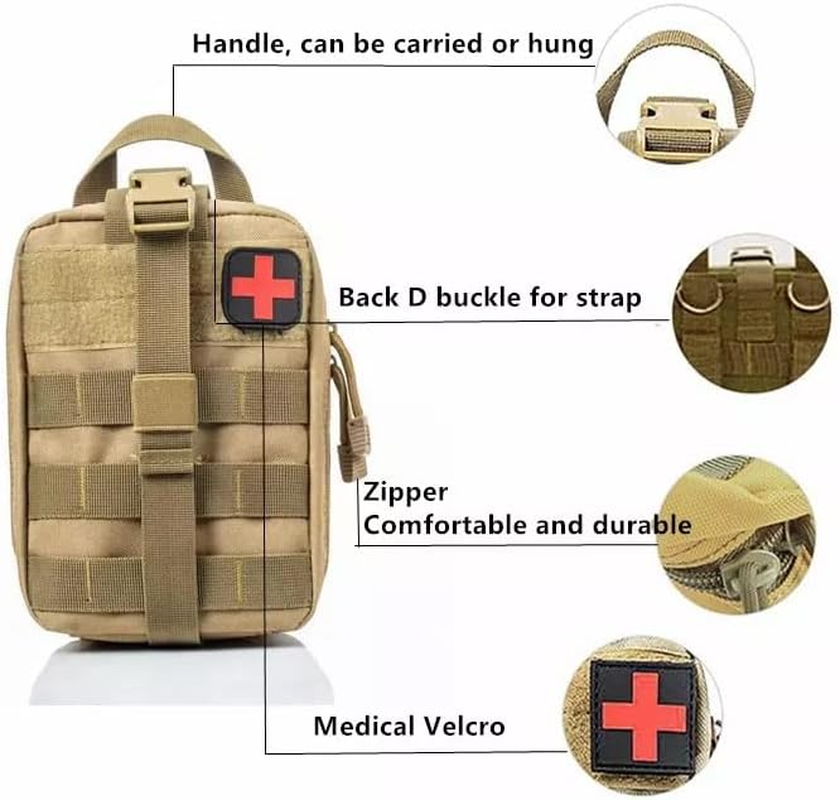 AIMALL Tactical MOLLE Rip Away EMT IFAK Medical Pouch First Aid Kit Utility Bag - Durable 1000D Nylon IFAK Utility Bag for Emergency Medical Supplies - Black image number 2