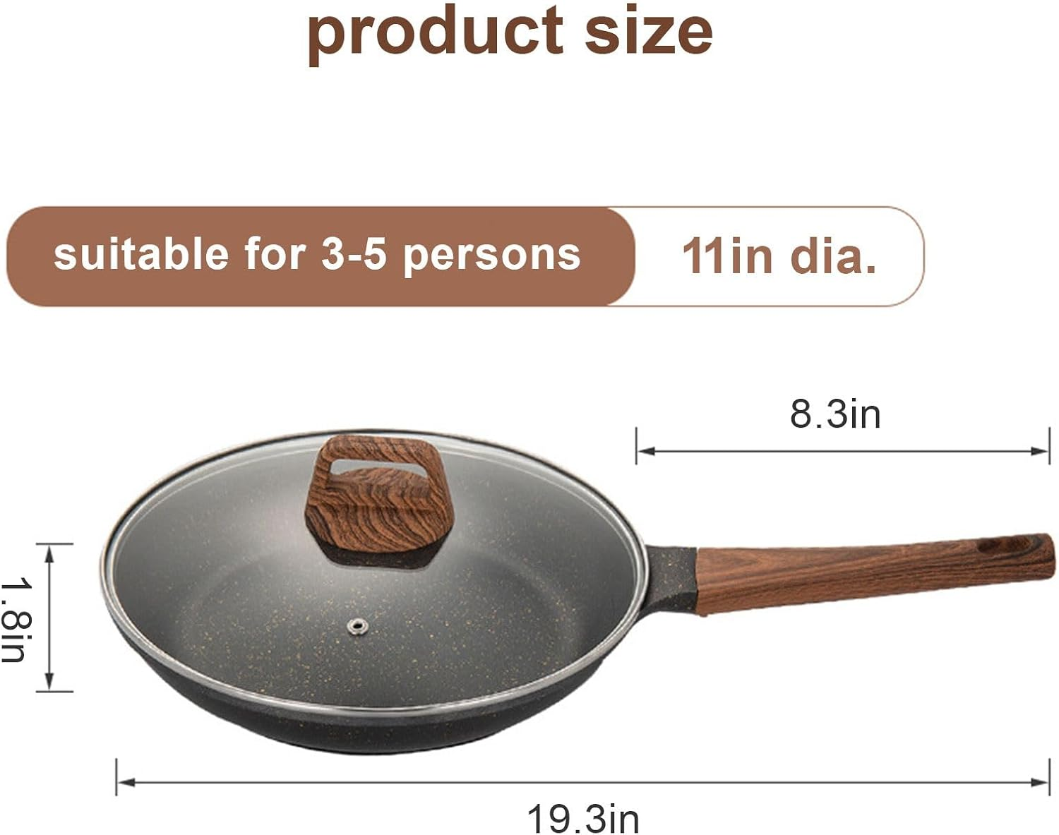 Oolong Nonstick Frying Pan Skillet with Lid,Long Handle,11 Inch Saute Pan,Non Stick Wok Pan with Lid,Kitchen Cooking Pans Compatible with All Stovetops,Pfoa Free image number 5