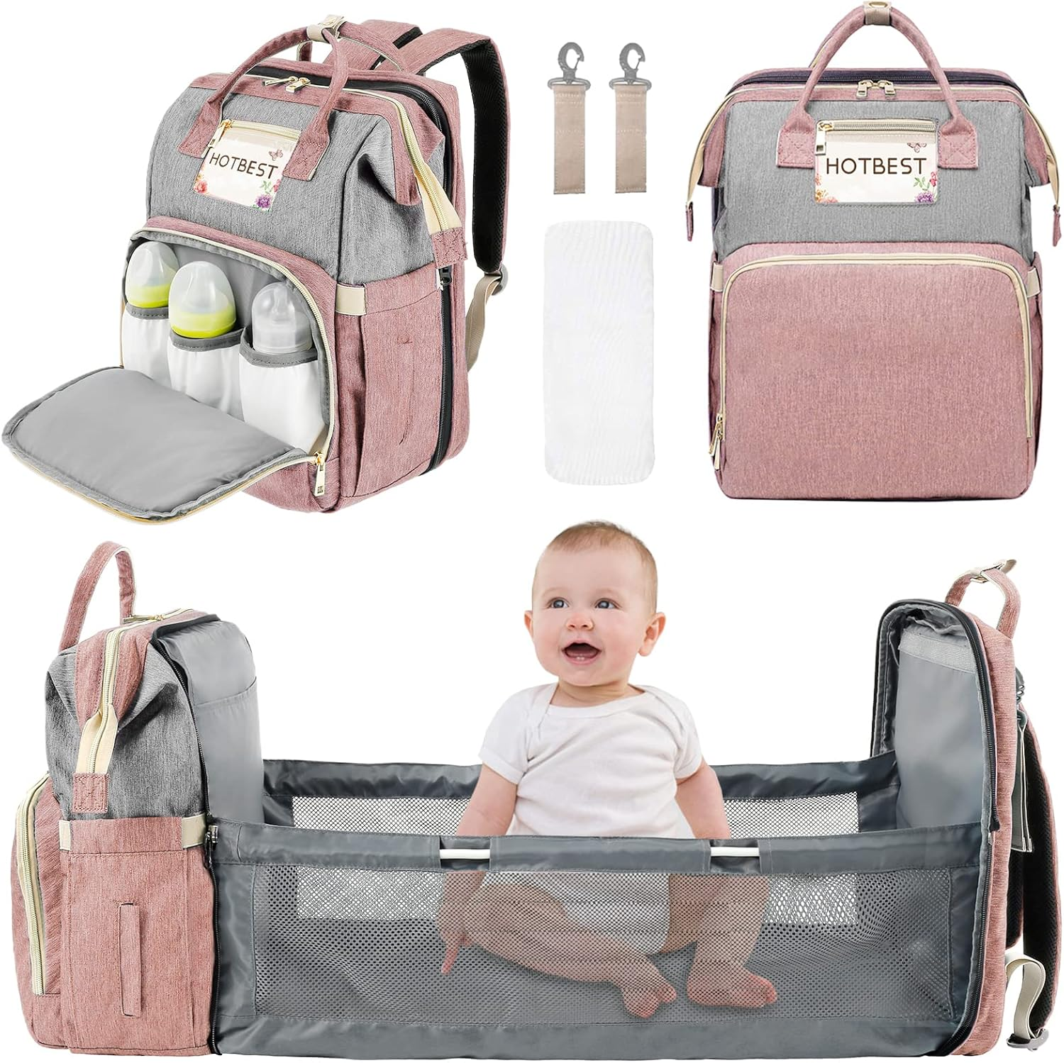 Baby Diaper Bag Backpack, Large Capacity Portable Baby Changing Bag, Multifunctional Nappy Bags, with 13 Pockets Waterproof Mummy Shoulder Bags, Travel Organize