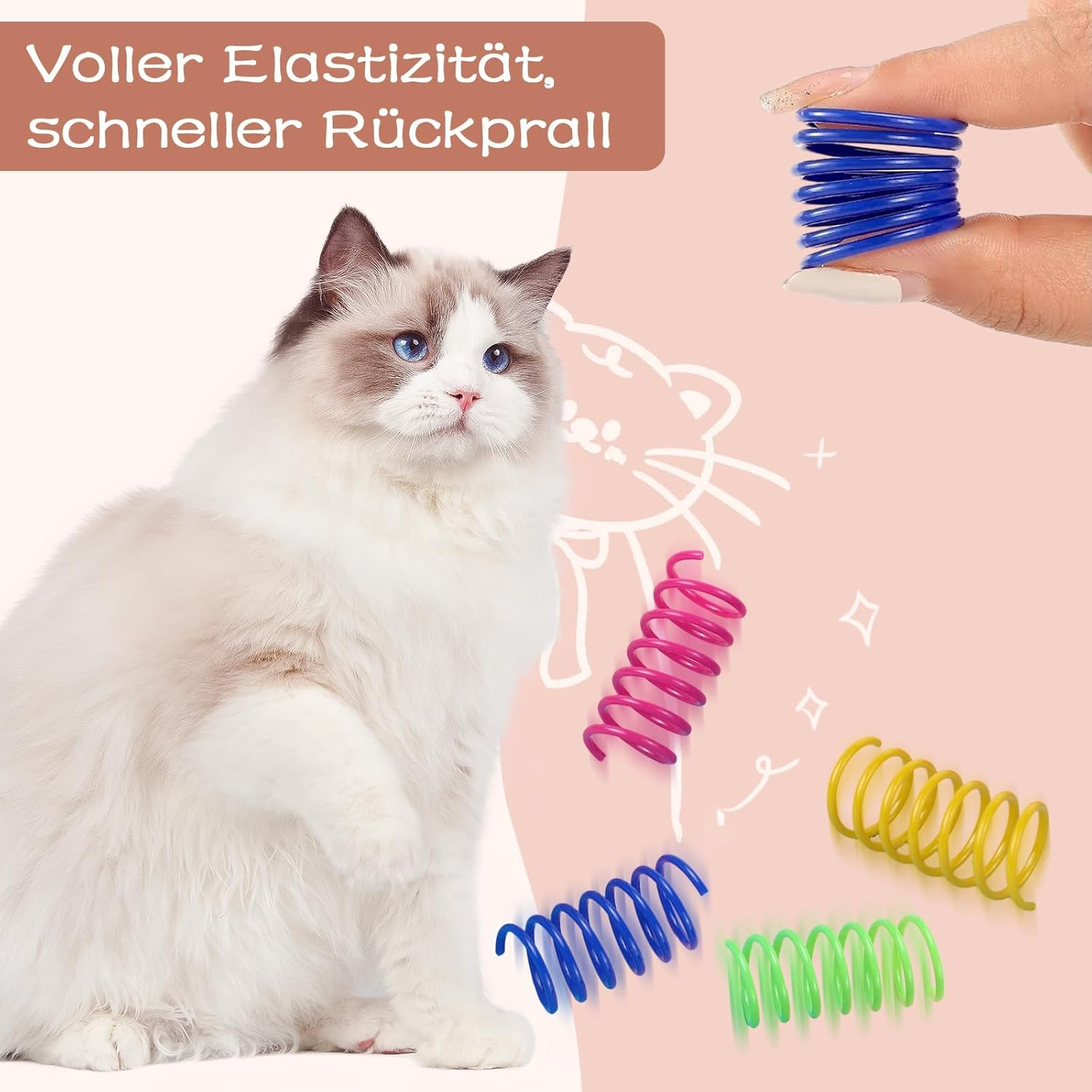 Pack of 32 Spiral Cat Toy Spirals, 4 Colours Cat Spirals Toy, Funny Cat Spiral Toy, Interactive Cat Spiral Cat Games, Cats Spiral Spring Relieves Boredom at Home image number 4