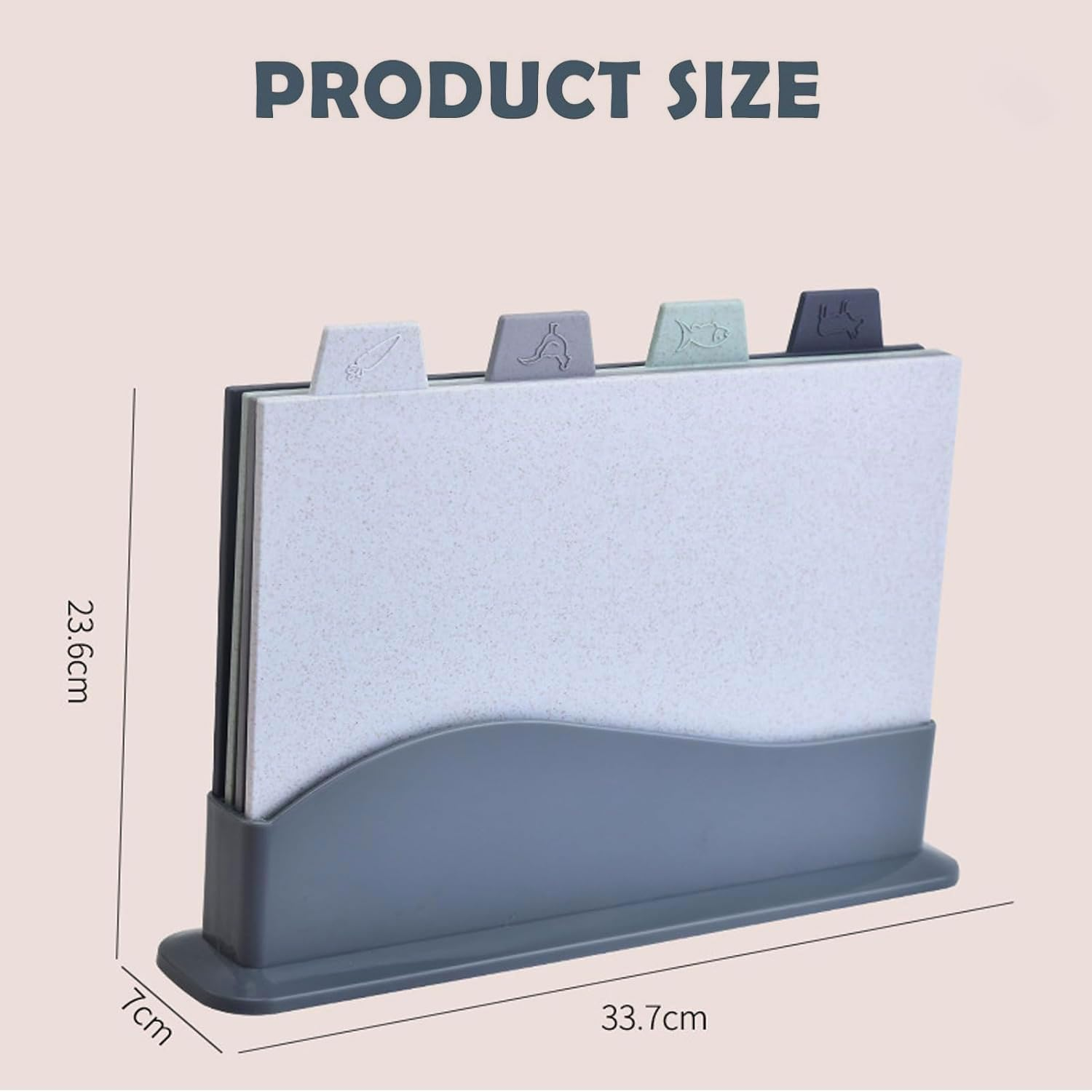 Chopping Board Set, 4Pcs Plastic Chopping Board with Storage Stand, Reversible Cutting Boards with Food Icons for Preparation of Vegetables, Meats image number 2