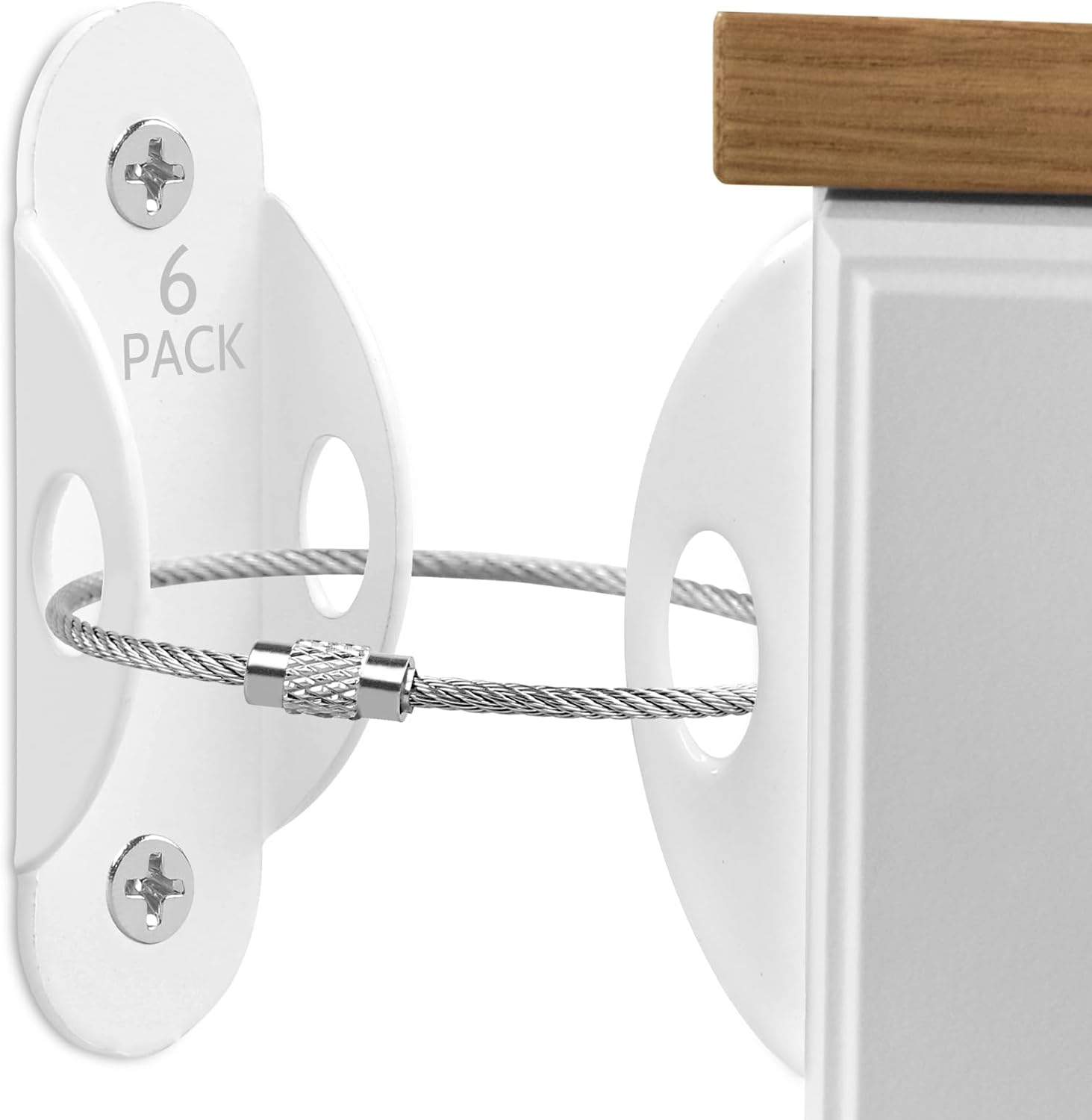 Guirnd 6 Pack Furniture Anchors, anti Tip Furniture Anchors for Baby Proofing, Metal Earthquake Straps Furniture Straps Wall Anchor for Dresser and Bookcase (White) image number 2