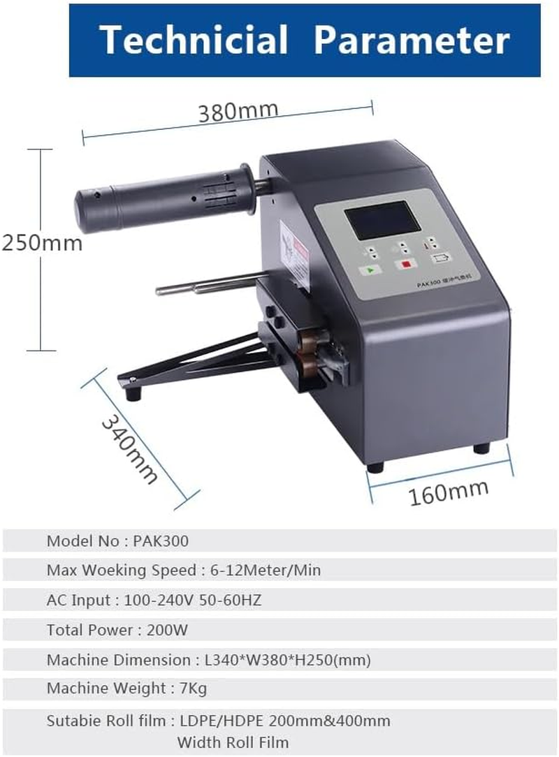 Automatic Cushion Machine, Bubble Film Inflator Cushion Air Pillow Machine, 14 M/Min Professional Bag Air Pillow Inflator, Suitable for Wine/Fruit/Canned Food, Black image number 4