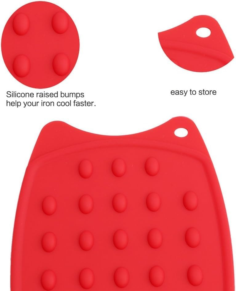 Silicone Iron Rest Pad Hot Heat Resistant Protective Pads for Iron Rest, Suitable for Ironing Board, Curling Irons & Flat Irons &ndash; 2 Pcs Red image number 1