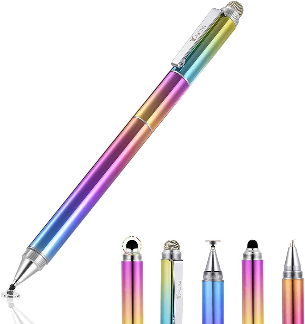 Stylists Pens for Touch Screens Ipad Iphone Android, 4-In-1 High Sensitivity and Precision Touch Screen Stylus Clear Disc Tip, Black Rubber Tip &Mesh Fiber Tip, Rose Gold
