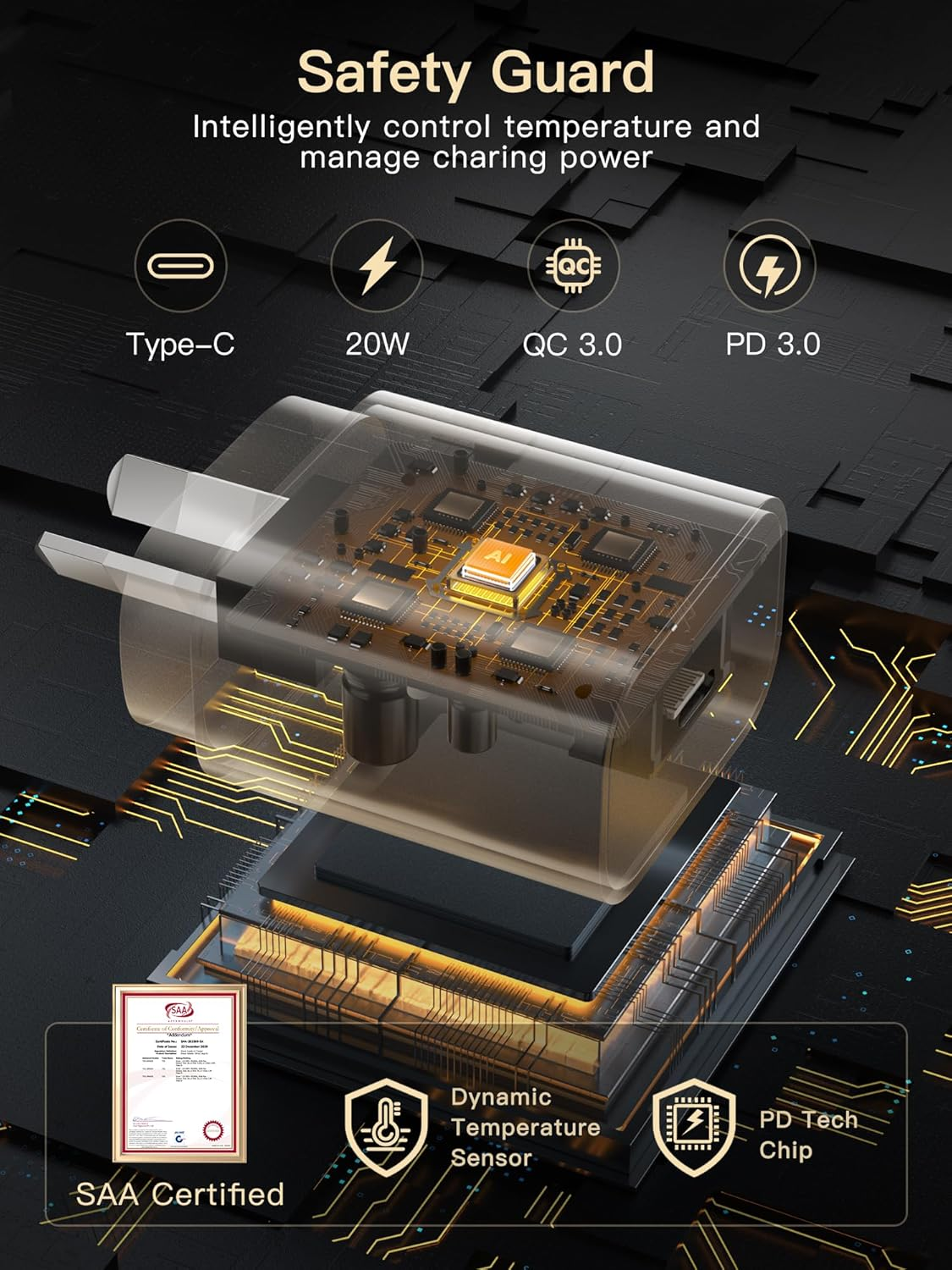 For Iphone 17/16E Charger Block with Cable - 20W   Fast Charger USB C Wall Charger Block with Braided Type C Cord for I Phone Air/17 Pro Max/16/15/Ipad Pro/Samsung S25/S24 Ultra image number 2