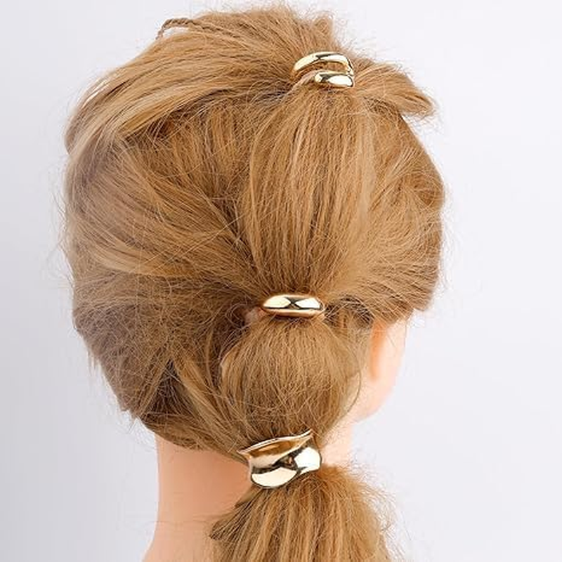 3Pcs Metal Ponytail Cuff Hair Tie Ponytail Holder Hair Clip Barrettes,Metal Ponytail Holder Hair Clip,Metal High Ponytail Buckle Hair Clip,Ponytail Holder Hair Clip High Ponytail Buckle Clips,Gold