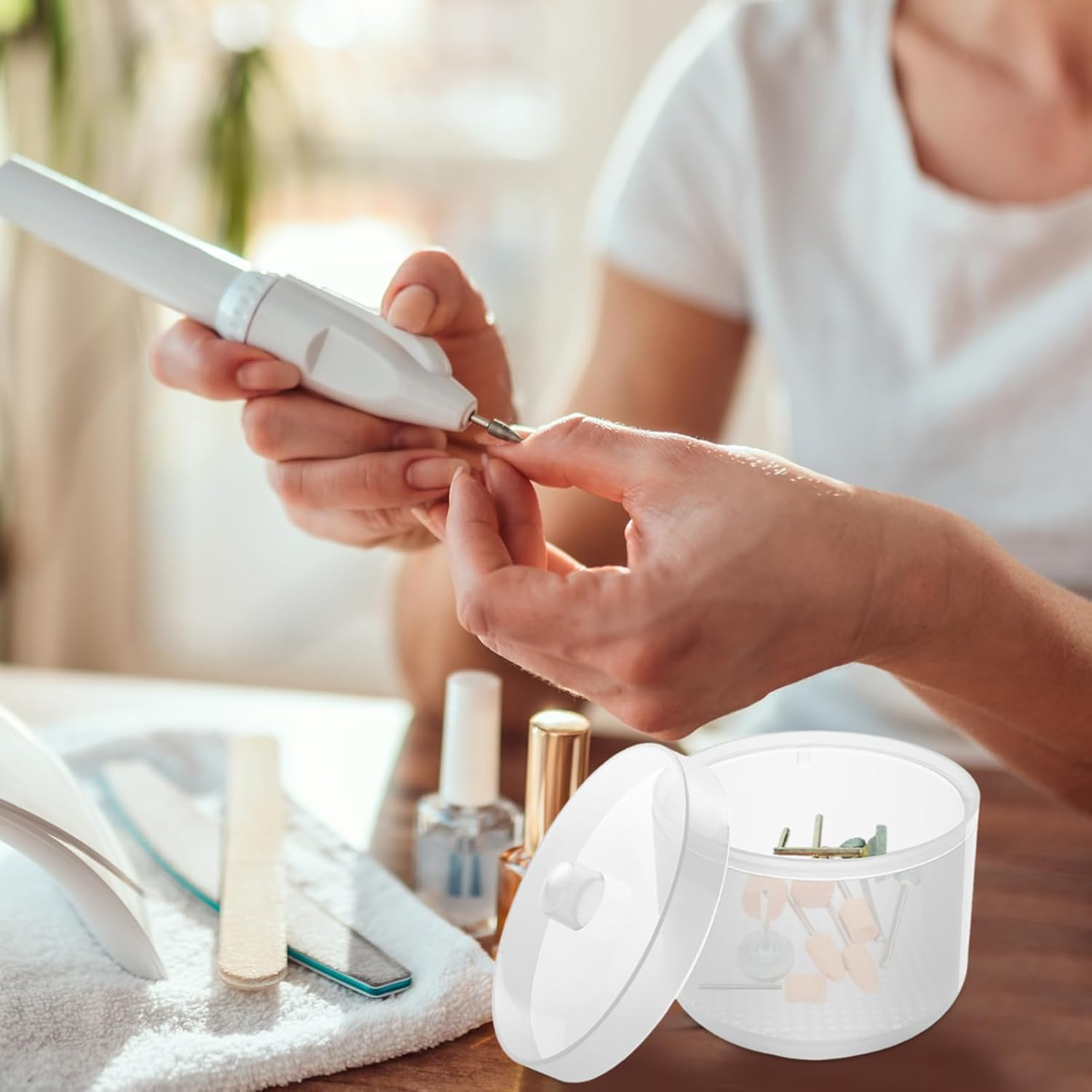 Nail Tool Cleaner, Manicure Cleaning Container, High Temperature Resistant Nail Tool Cleaning Box for Manicure, Pedicure, Home, Travel - Pink image number 3