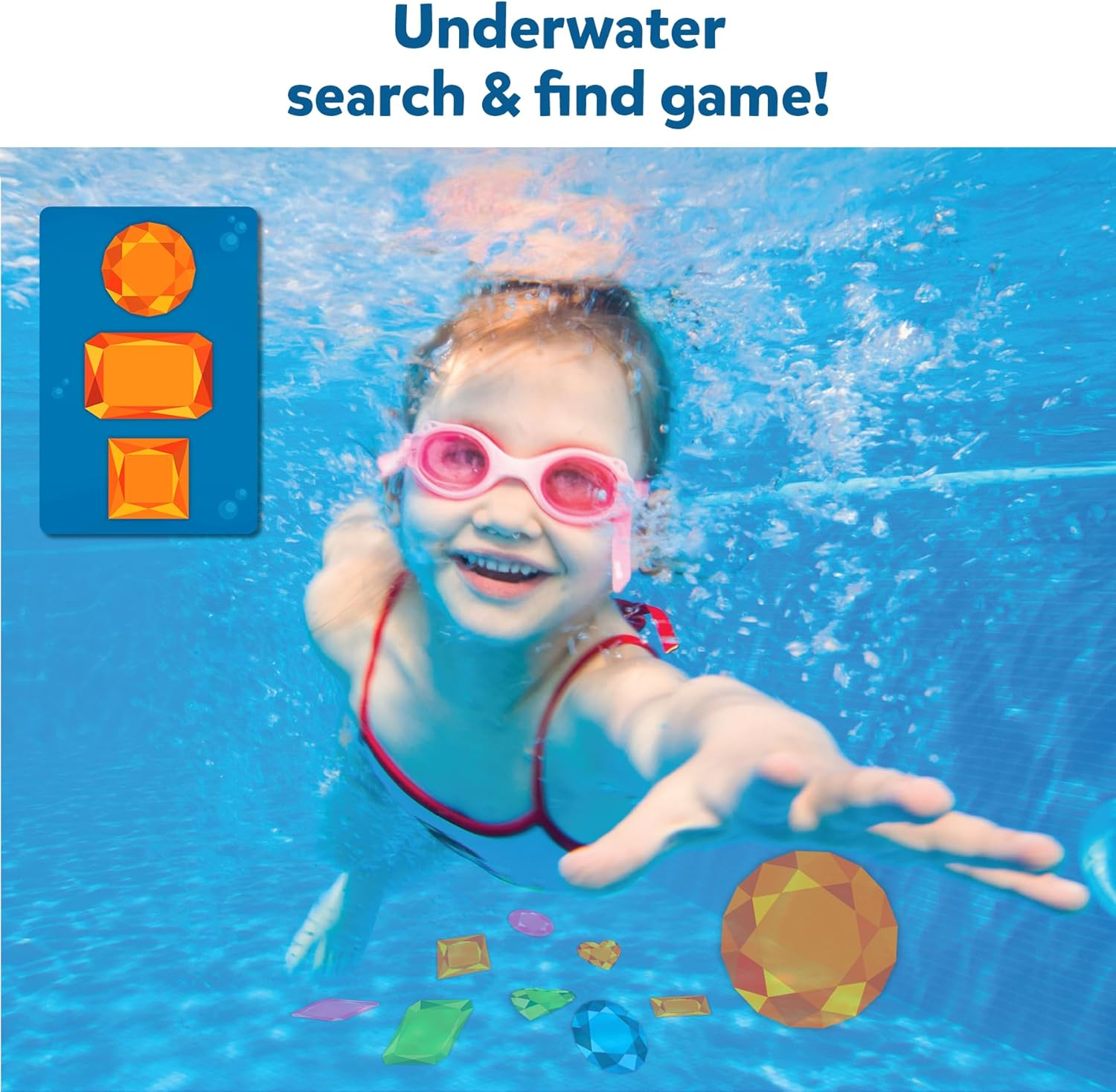 Skillmatics Pool Toys - Seek & Splash, Search & Find Water Game, Swimming Pool Dive Toy for Kids, Summer Fun & Gifts for Boys & Girls Ages 6, 7, 8, 9, 10, 11 & Up, Includes 64 Colorful Gems image number 2