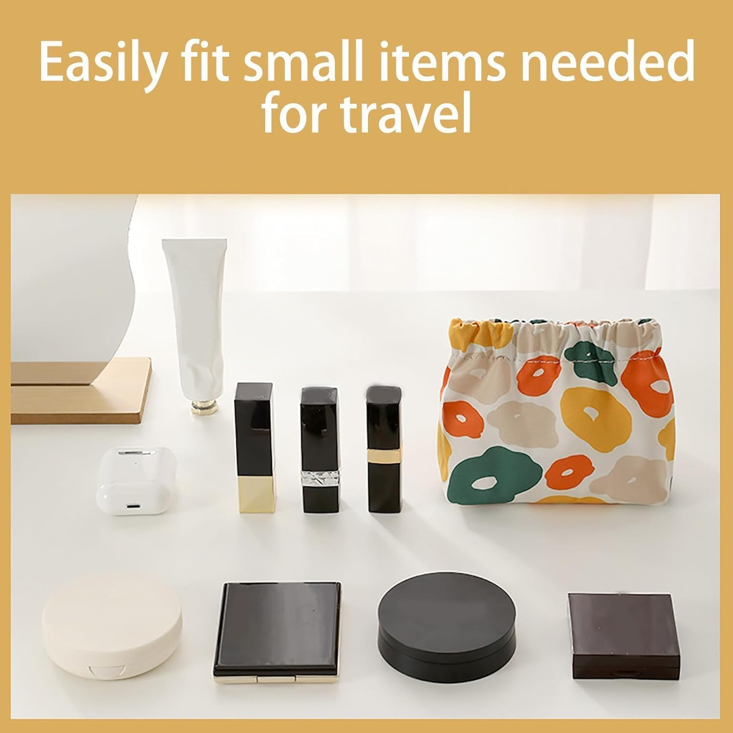 Portable Mini Storage Bag for Purse, 2Pcs Portable Mini Storage Bags, Mini Portable Storage Bags, No Zipper Self-Closing Portable Mini Travel Makeup Bags Accessories Organizer image number 2