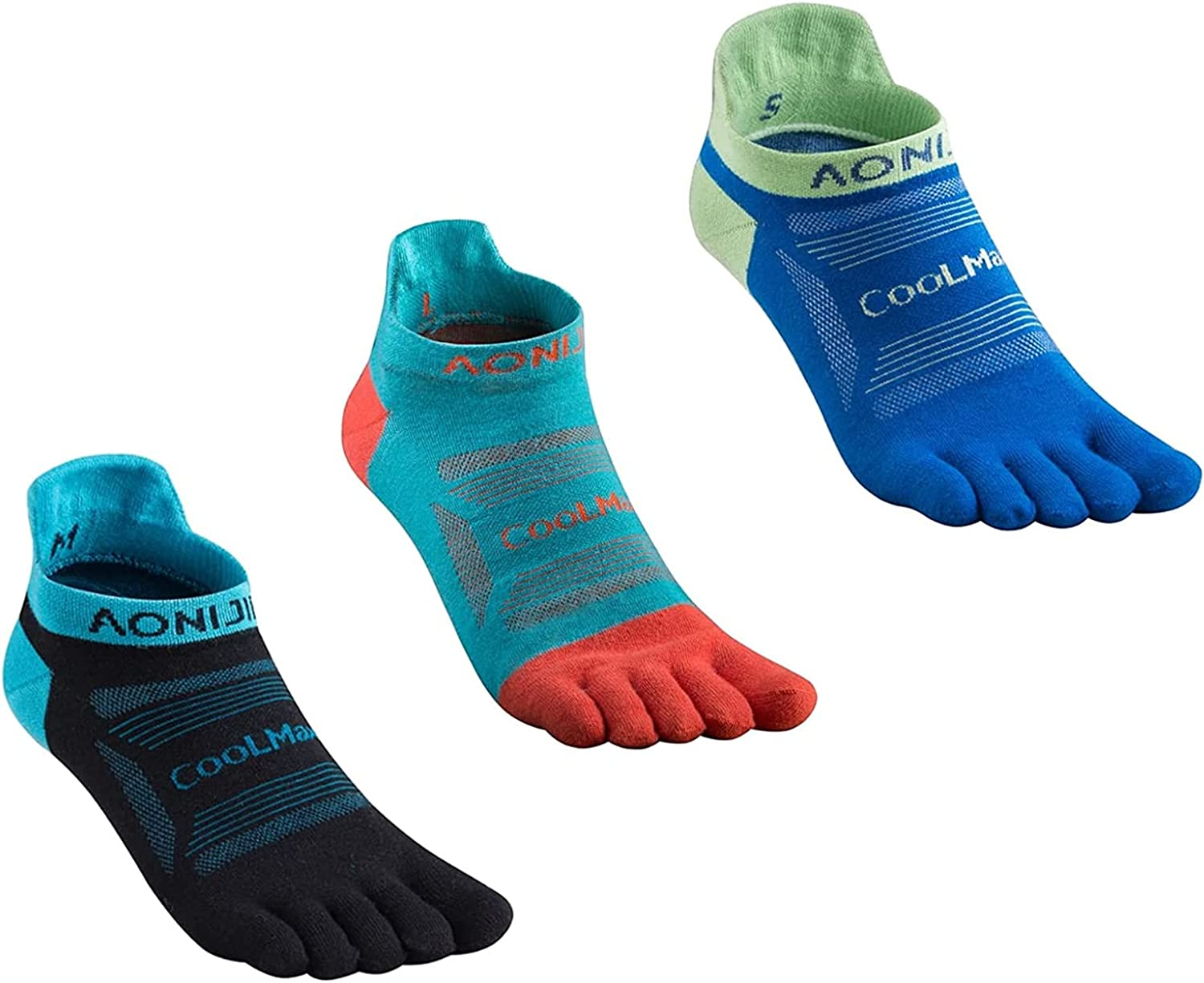 3 Pack Sports Low Cut Socks Men Women Toesocks Arch Support No Blister Five Finger Toe Socks