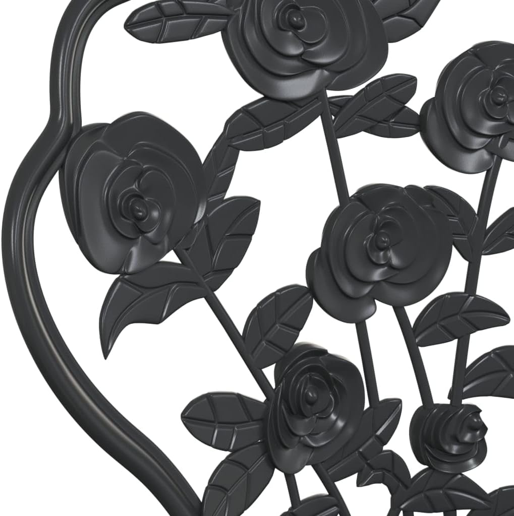 'Vidaxl Romantic Black Bistro Chairs - Duo Set with Decorative Floral Details, Cast Aluminium & Iron, Outdoor Furniture