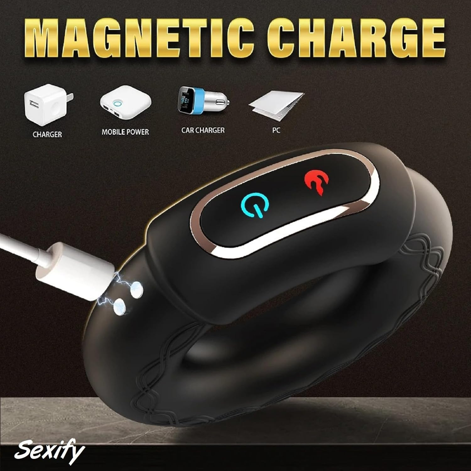 Vibrating Cock Ring 10 Vibrations with Heating Penis Ring Vibrator Toys for Men Adult Delay Ejaculation Male Couples USB Rechargeable Sex Toy image number 6