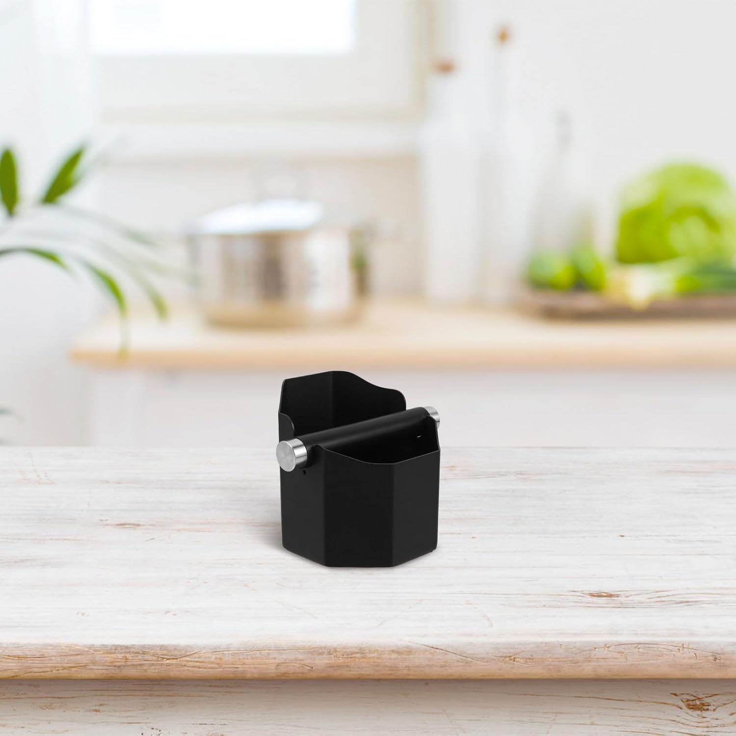 Hohopeti Espresso Coffee Grounds Knock Box Stainless Steel Knock Container Octagonal Coffee Slag Bucket Anti-Slip for Home image number 3