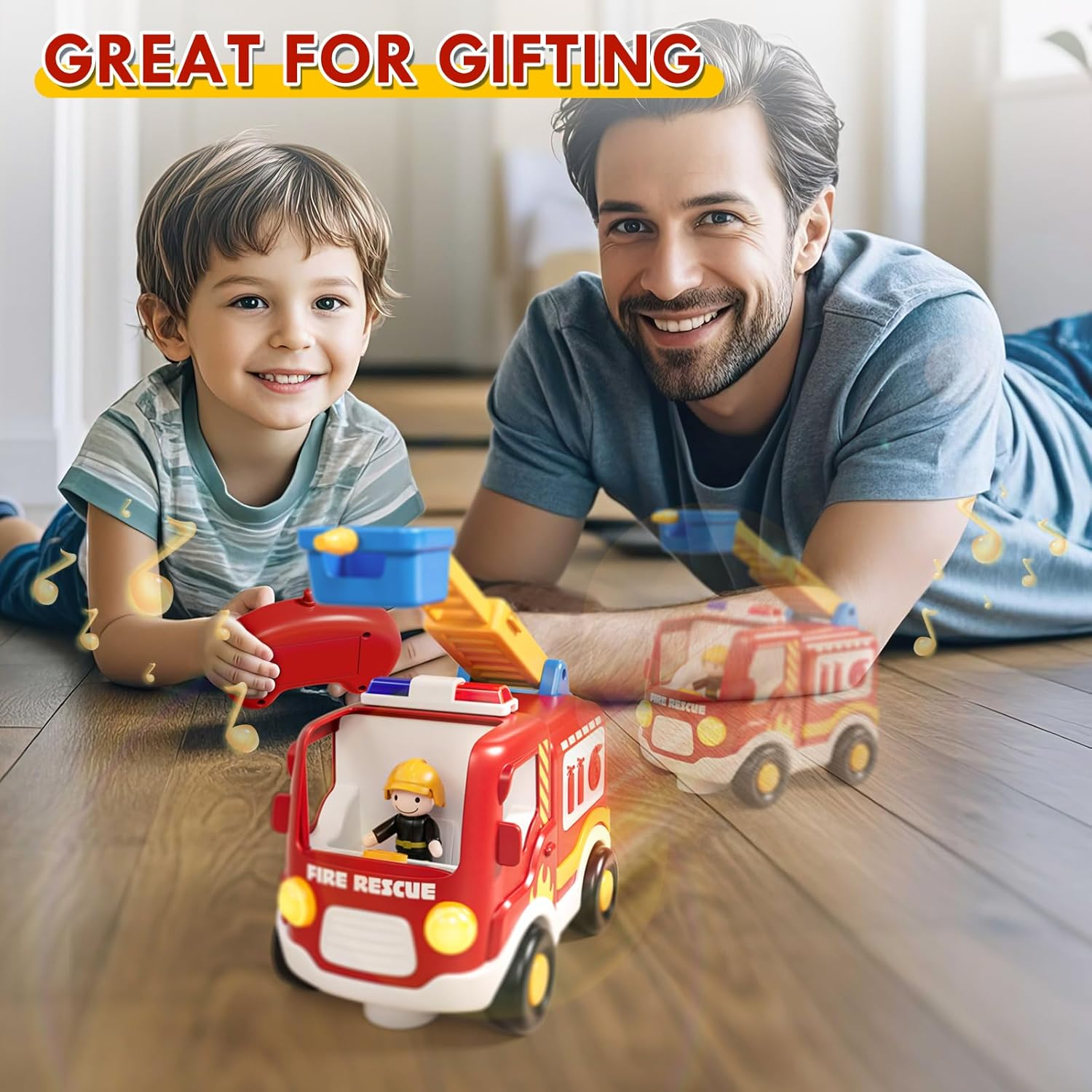 Lehoo Castle Remote Control Car, Fire Truck RC Cars, Cartoon RC Race Car, Toy Car with Music & Sound Toy for Toddler Kids, Baby Toys for 1 2 3 Year Old image number 1