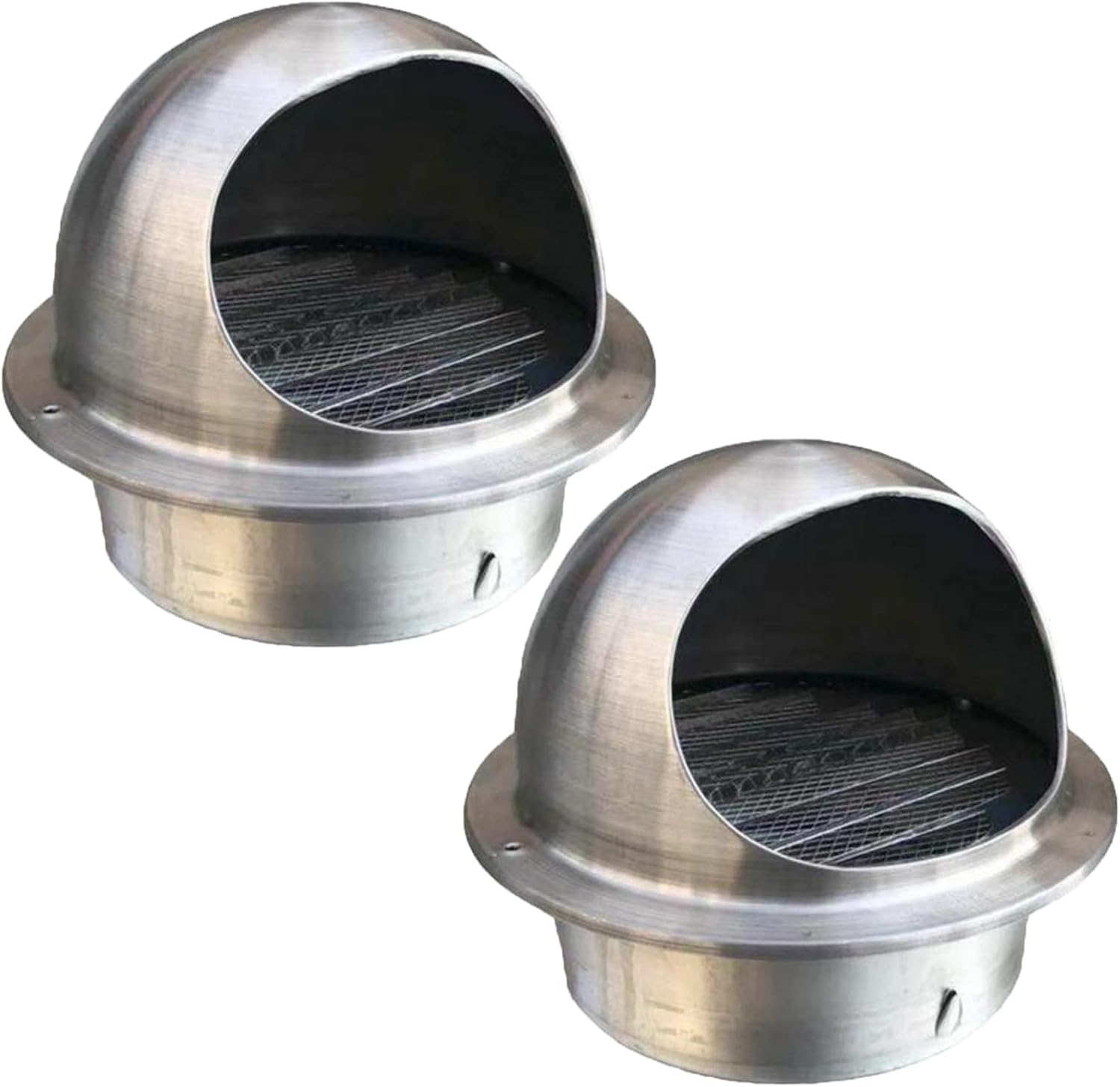 2Pcs 304 Stainless Steel Wall Air Vent Ducting Ventilation Exhaust Grille Cover Outlet round Hood Bull Nosed External Extractor (150Mm) image number 6