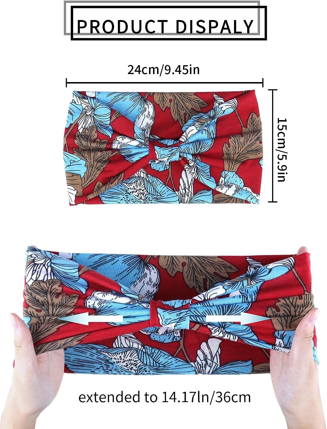 Kavya Headbands for Women'S Hair UK, Wide Soft Ladies Headband Boho, Fashion Bandanas Knot Adult Scarfs Hairbands Elastic Fashion Yoga Hair Bands Hair Accessories (Elegant) - Multi-Colored-7 image number 2