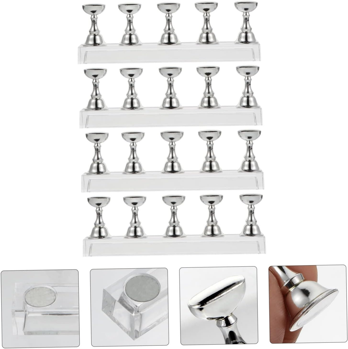 WOFASHPURET Acrylic Display Stand for Manicure Practice 4Pcs Nail Art Checkerboard Holder Professional Nail Display Rack and Enthusiasts image number 3