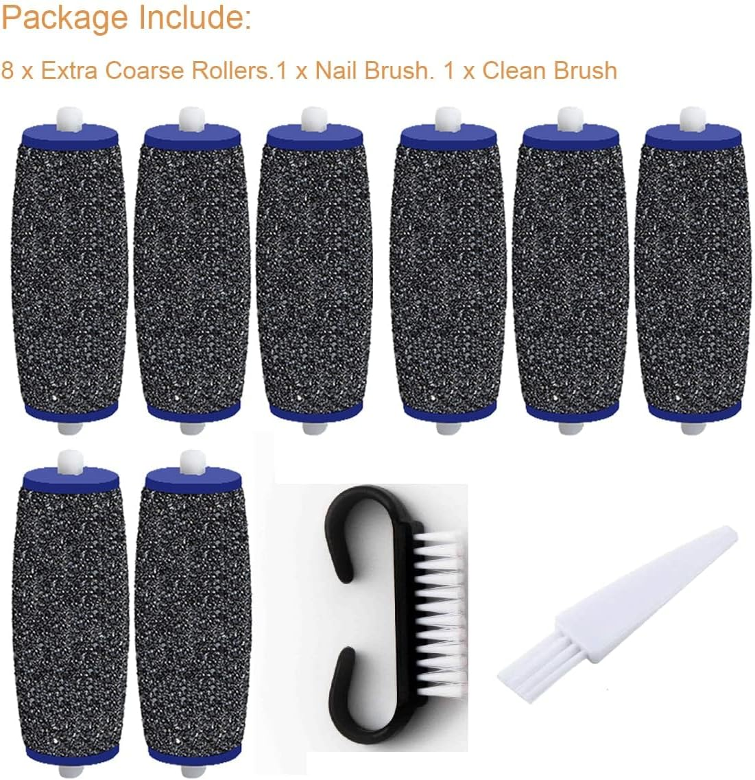 8 Pack Extra Coarse Replacement Rollers for Amope Pedi Refills Electronic Perfect Foot File Pedi Hard Skin Remover Refills Include 1 Nail Brush 1 Clean Brush image number 2