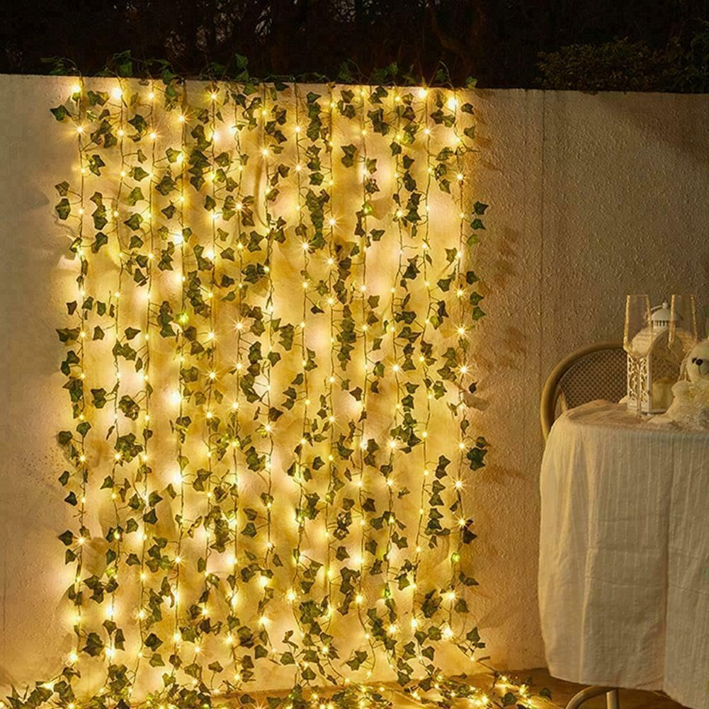 Leona Co 10M Solar Fairy String Lights with Ivy, Solar 100LED Plant Vine Lights for Wall Room Window Wedding Indoor Outdoor Party Halloween Festival Decor image number 6