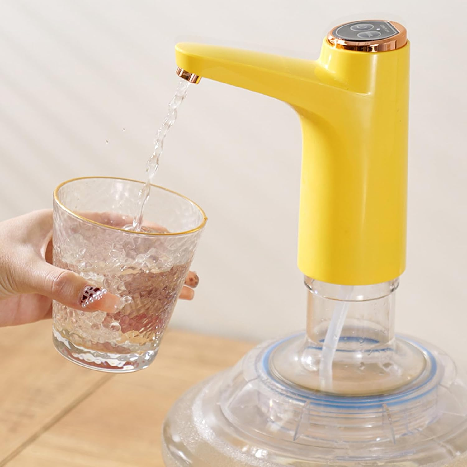 Water Dispenser for 5 Gallon Bottle,600Ml Quantitative Water Pump,Portable USB Charging Electric Bottle Pump,2-5 Gallon Kettle Suitable for Home Kitchen, Office, Camping,Outdoor (Yellow) image number 3