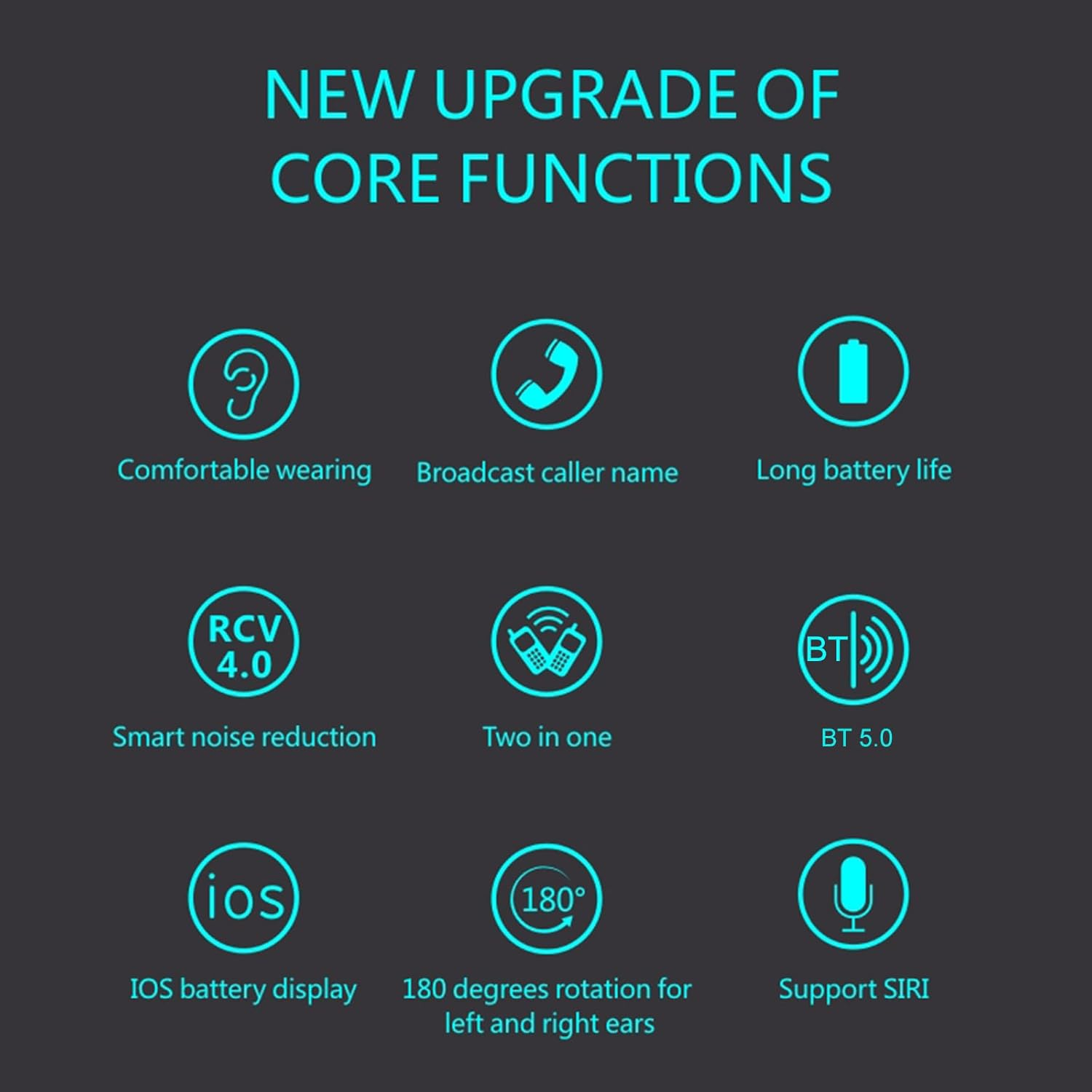 Daseeme F910 BT 5.0 Earpiece Business Headset Dual-Mic Earphones Noise Cancelling Headphone Hands- Earphone for Business/Work/Driving/Office image number 5