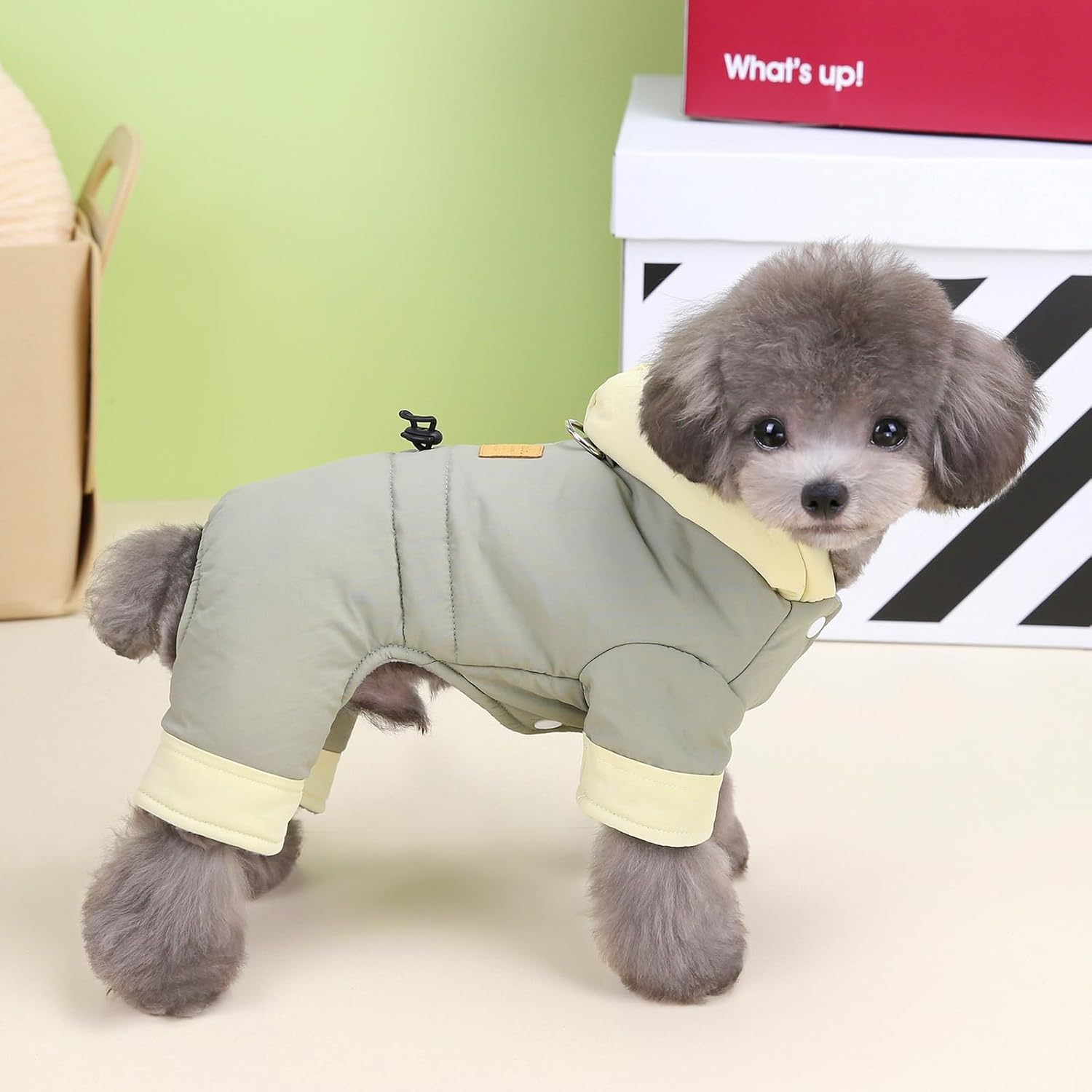 Izefia Dog Coat Windproof Jacket Cold Weather Coat 4 Legs Warm Dog Jumpsuit Winter Thick Coat Snow Proof Clothes Cotton Dog Coat for Small Dog Medium Dog Cat Grey XL image number 5