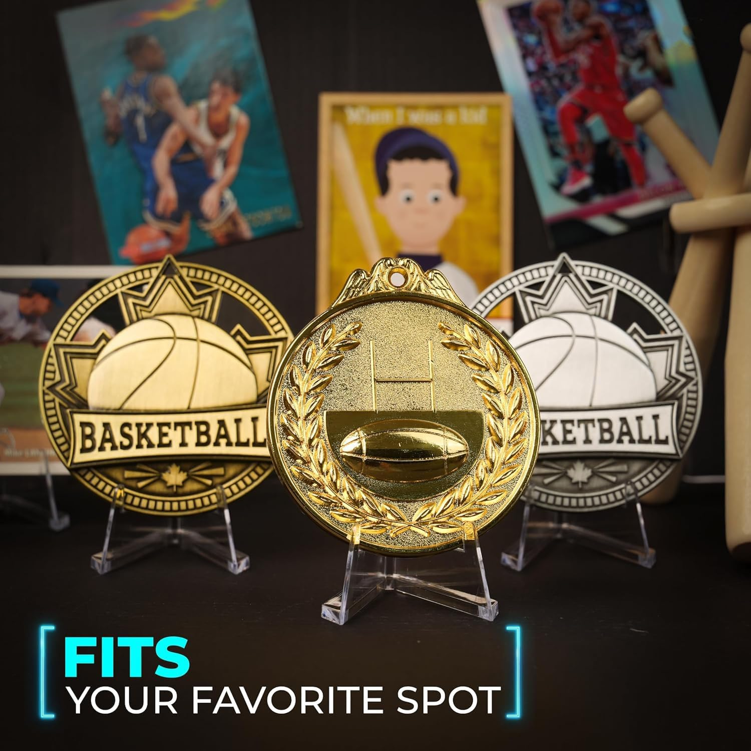 20Pcs Acrylic Easel Stands , 54Mm Clear Coin Card Display Stand - Durable Mini Collectibles Holder for Home Decor, Coins, Medals & Casino Chips image number 3