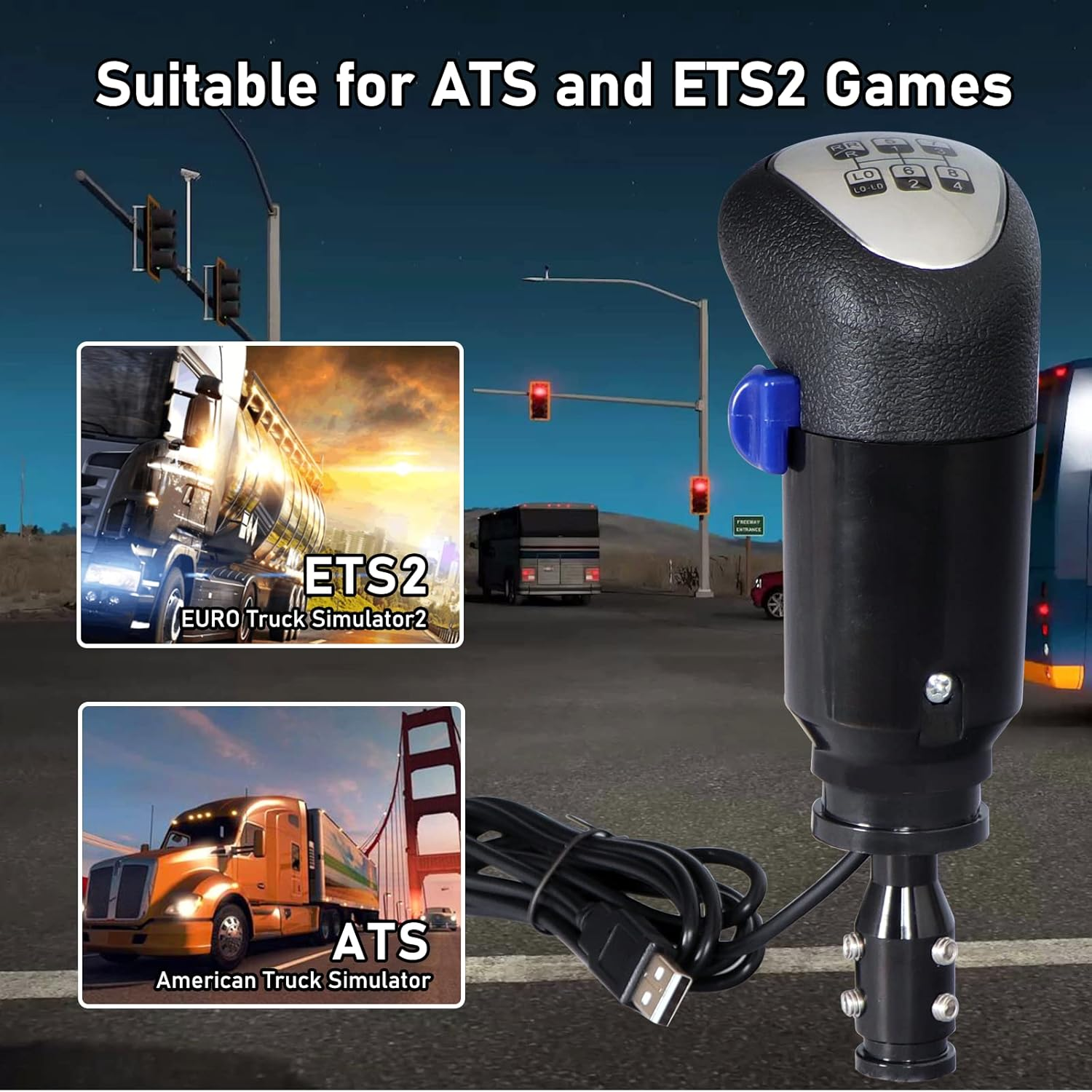 USB Truck Simulator Shifter - Gearshifter Knob for ATS ETS2 PC Racing Shifter for THRUSTMASTER TH8A and Logitech G29 G27 G25 G920 H Gearshift USB Shifter Knob image number 5