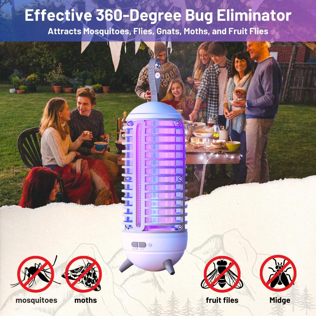 Mosquito Zapper Indoor Outdoor - Rechargeable 2500Mah Type-C Bug Zapper with Cleaning Brush - 2 in 1 Mosquito Trap Blue Light Lighting Lamp image number 4