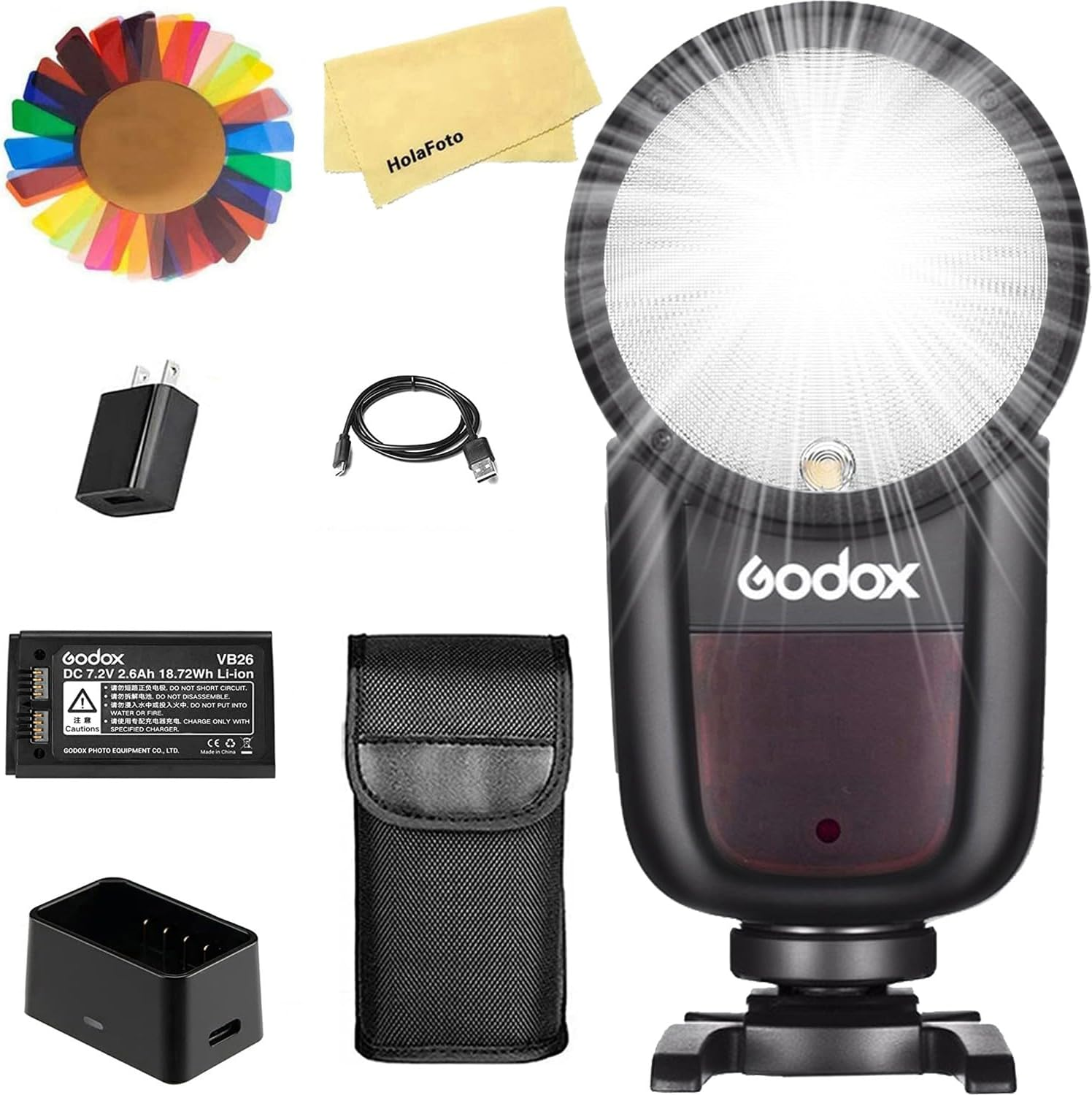 Godox V1-F round Head Camera Flash for Fujifilm Flash Speedlight,76Ws 2.4G 1/8000HSS,480 Full Power Shots,1.5S Recycle Time,2600Mah Li-Ion Battery image number 3