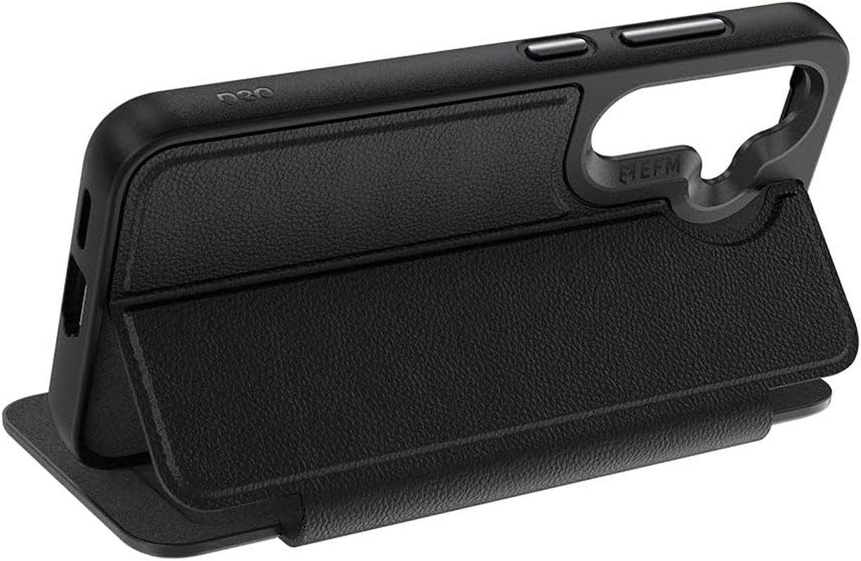 EFM Monaco Vegan Leather Wallet Case with D3O BIO for Samsung Galaxy S25 - Black image number 1