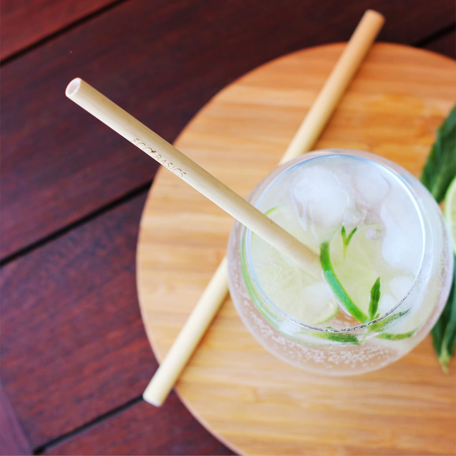 Eco Basics White Magic Reusable Bamboo Straws with Cleaner 4-Packs image number 5