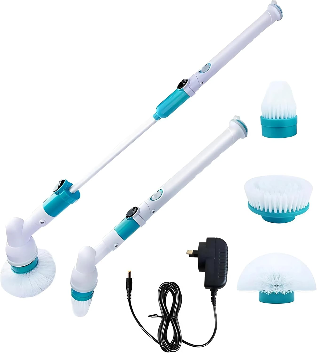 EZONEDEAL 360&deg; Rotating Electric Spin Scrubber, Multi-Purpose Surface Cleaner with 3 Replaceable Brush Heads and 1 Extension Arm for Bathroom, Tile, Floor, Tub, Shower, Bathtub & Kitchen Car Scrubber