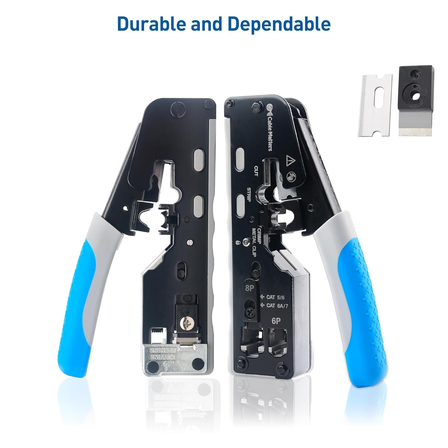 Cable Matters All-In-One Modular Ethernet Crimping Tool Cat 8 (Cat5 Cat6 Cat7 Cat8 Crimping Tool) for Shielded Pass-Through Connectors image number 3