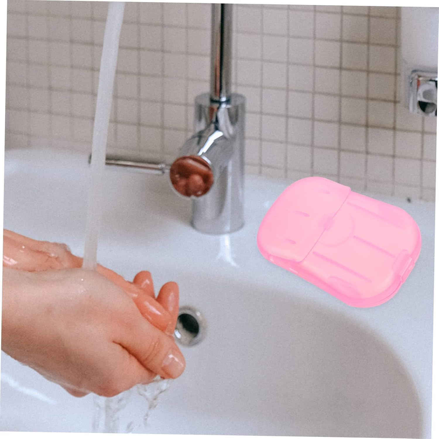 LOEFLIFA Portable Travel Soap Sheets for Boys and Girls 20-Pack Pink Outdoor Hand Washing Soap Slices for Camping and Travel image number 6