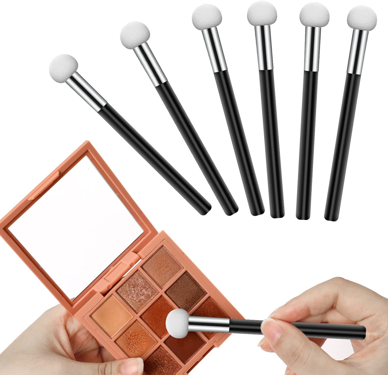 6 Pcs Foundation Sponge Powder Brush Makeup Puff Sponge with Handle Mushroom Makeup Sponges Concealer Sponge Makeup Brush Eye Makeup Applicator Eyeshadow Brushes for Women Girls (Black) image number 6