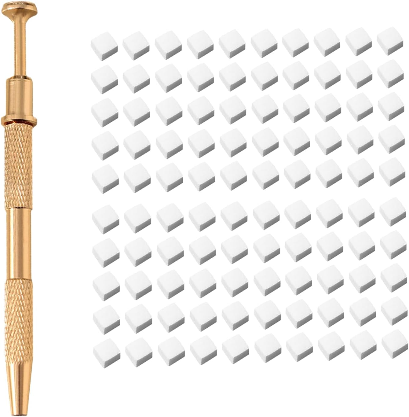 Agwenkui 100 Pcs Nail Sponges with Metal Grabber, Nail Buffer Block, Nail Art Tools Sponge Brush - Essential Nail Art Tools and Nail Tools for Creating Gradient and Ombre Nail Designs (Gold)