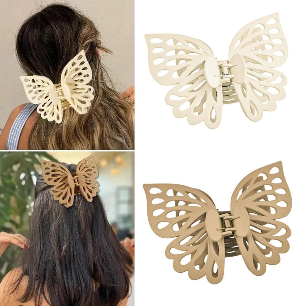 TOFBS Pack of 6 Hair Clips Non-Slip Butterfly Large Hair Clips with Strong Hold Matte Hair Clips Thick Long Curly Hair Fashionable Hair Accessories for Women and Girls image number 5