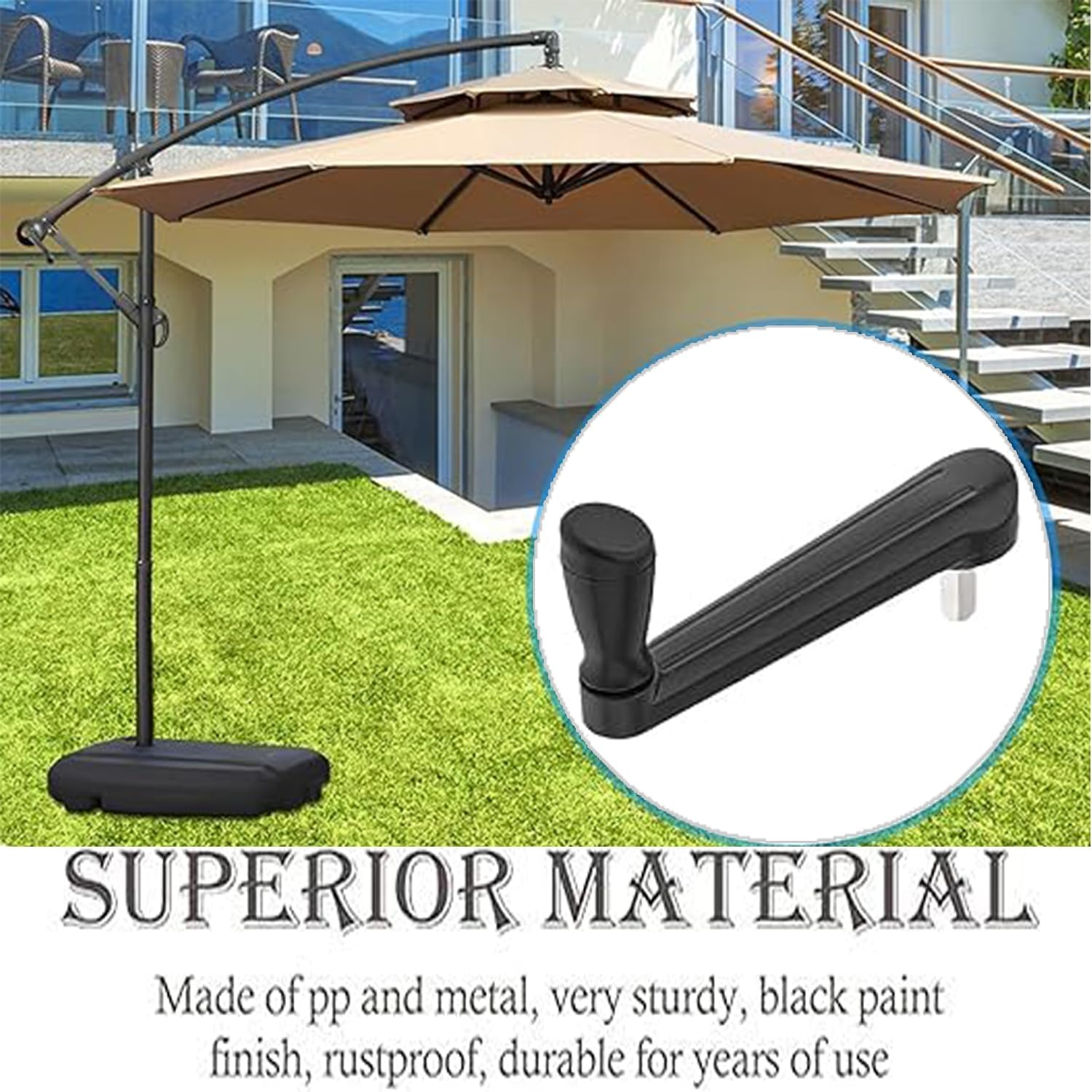 Yharnamite Patio Umbrella Crank, Umbrella Replacement Parts, Outdoor Sunshade Crank Handle, Adjustable Canopy Repair Tool for Garden & Yard image number 5