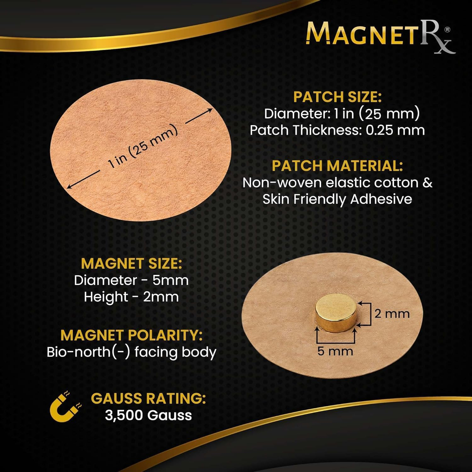 Magnetrx&reg; Magnetic Acupressure Patches - 3,500 Gauss Ultra Strength Healing Magnets for the Body - Acupressure Magnets Patch (20 Pack) image number 5