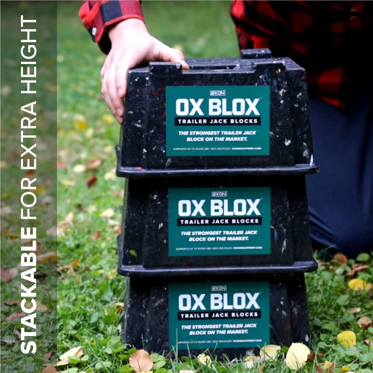 OX BLOX Trailer Jack Block | RV and Camper Blocks for Any Tongue Jack, Post, Foot, or Stabilizer (Round or Square) | Supports up to 10,000 Lbs per Block image number 6