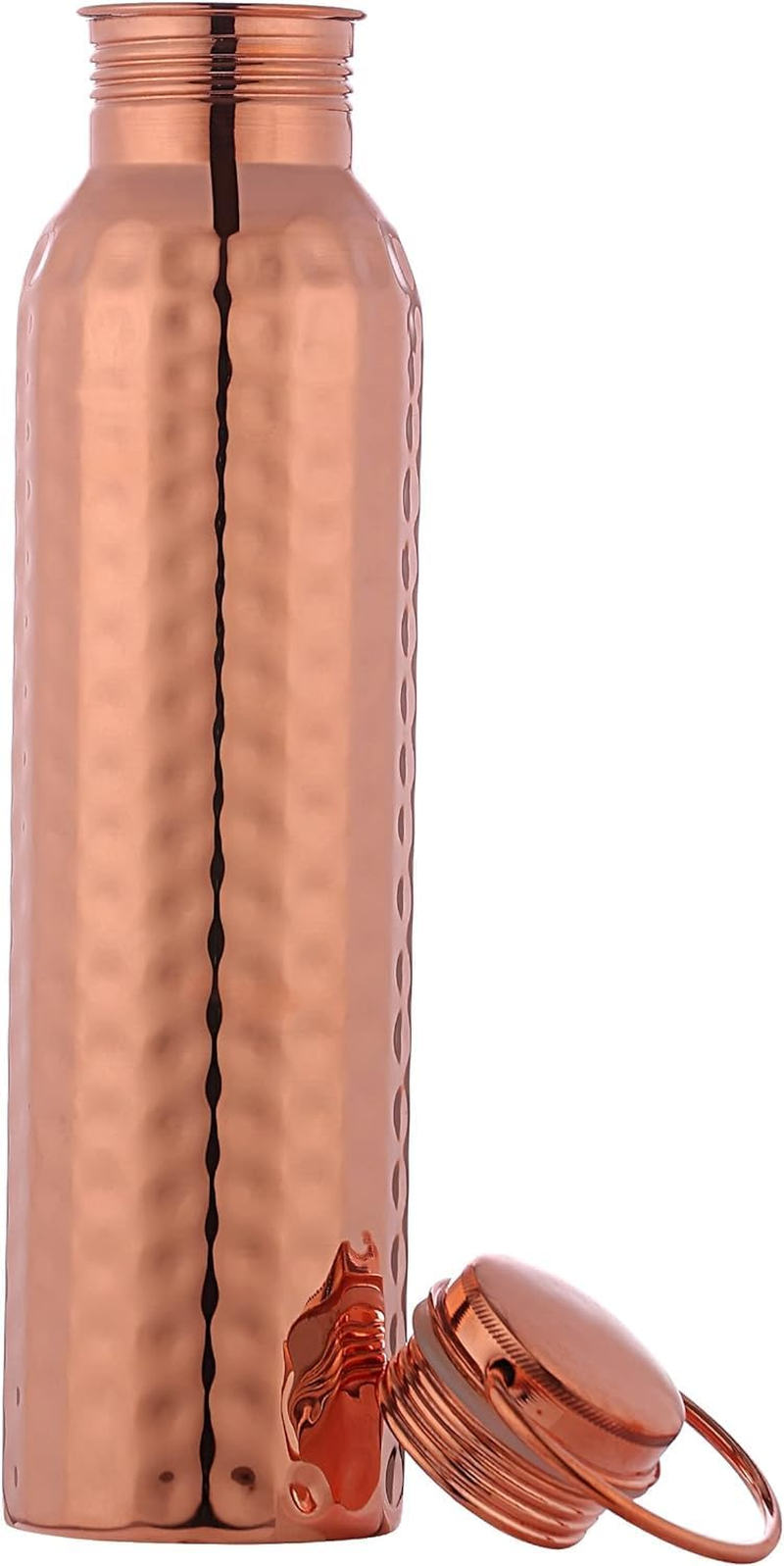 Healthgoodsau - Pure Copper Hammered Water Bottle with Carrying Handle 1000 ML | Joint-Free Leakproof Water Bottle for Ayurvedic Benefits image number 6